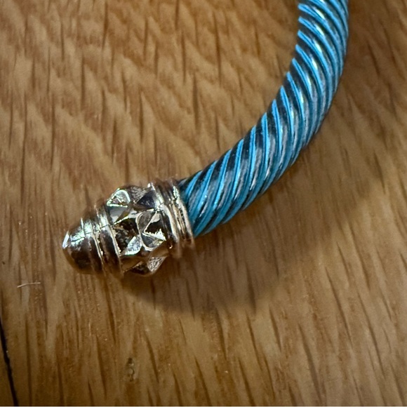 Unisex Blue Cable Bracelet with Gold Accents Stainless Steel - Picture 3 of 5